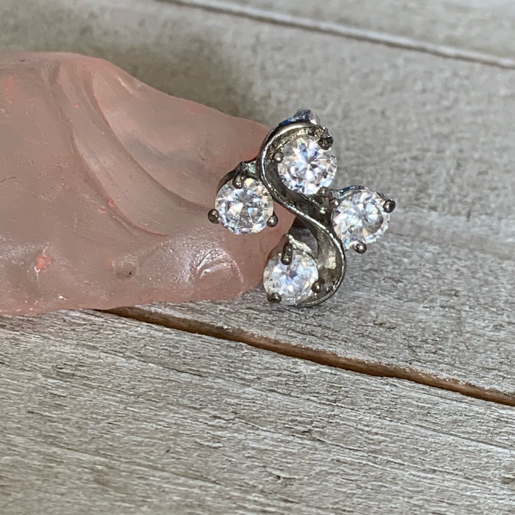 Clear Gem Vine Reverse Dangle Navel Ring 16 Gauge Belly Button Ring